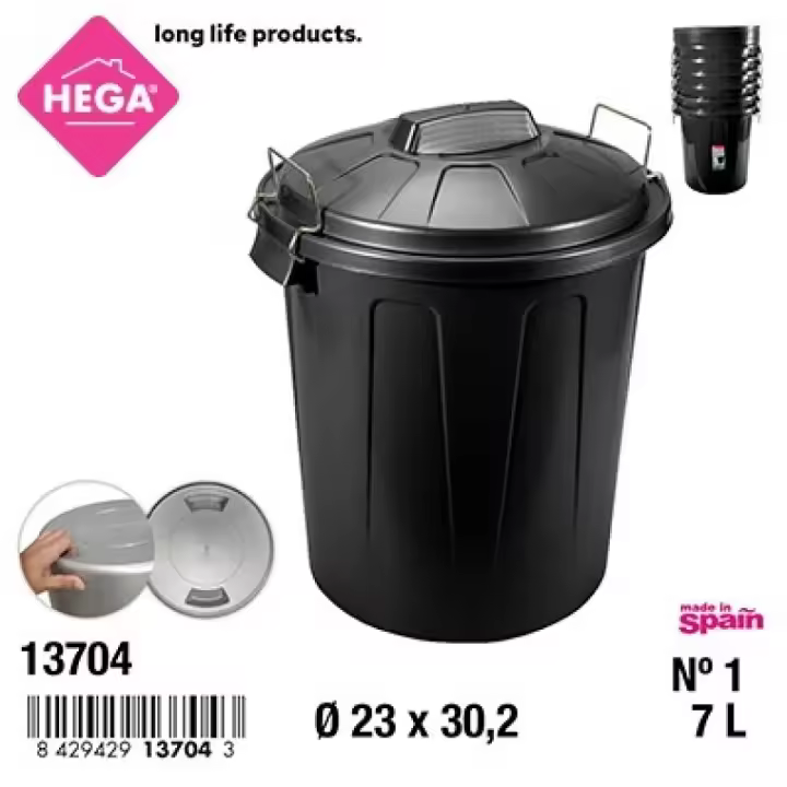 LILI HOME Cubo de Basura con Cierre y Asa de Hierro Capacidades: 7L, 21L, 51L y 100L. Cierre Seguro: Tapa con sistema de cierre hermético que evita derrames y mantiene los residuos protegidos. Material de Alta Calidad: Plástico robusto, diseñado para sopo - 1