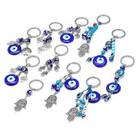 Llavero De Ojo De Suerte Con Mano De Fatima Y Mariposa Azul Para Coche Llavero Turco Con Ojo Maligno Para Hombres Y Mujeres Joyería EY138 - details 2