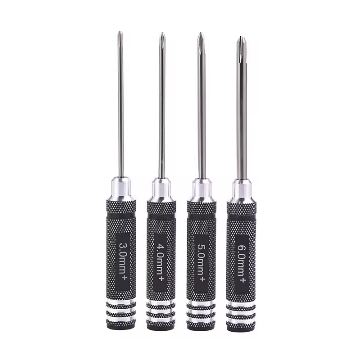 Juego De 4 Destornilladores Planos Negros Precisión Para Philips Herramienta De Aluminio Para Coche RC Adecuado Para Barcos Y Helicópteros RC - 1