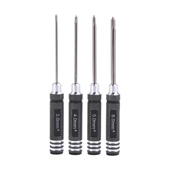 Juego De 4 Destornilladores Planos Negros Precisión Para Philips Herramienta De Aluminio Para Coche RC Adecuado Para Barcos Y Helicópteros RC - 1