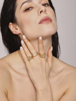 Encanto Anillo de cobre de moda, anillos de circón con incrustaciones chapadas en oro de 18 quilates para mujer, anillo de lujo ligero estilo INS, regalo de joyería femenina ajustable - details 3