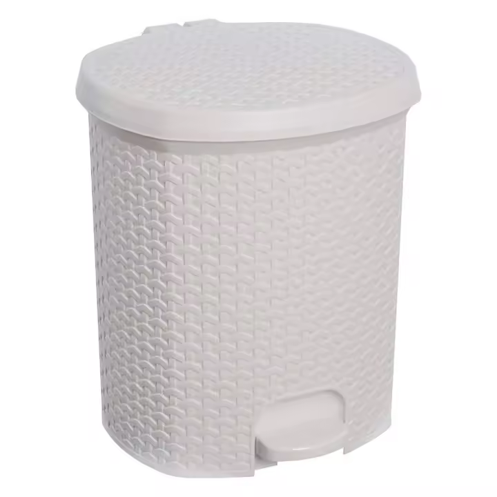 Keeeper Cubo de Basura Rattán con Tapa - 21L - Blanco Nórdico - 1