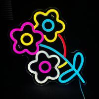 Señal De Neón Dimmable Con Tres Flores Para Decoración De Pared Habitación Fiesta Tienda Club Bar Decoración De Juego Regalo De Cumpleaños Arte - details 0