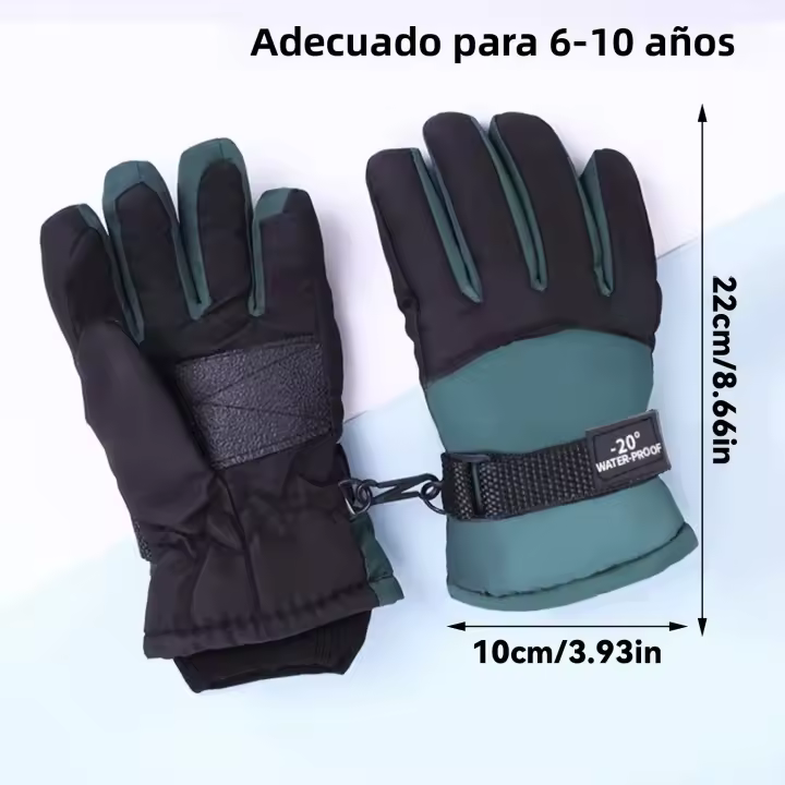 Guantes De Esquí Para Niños 1 Par - Gruesos Calientes Antideslizantes Impermeables Lavables Máquina Ciclismo Senderismo a Partir De 3 Años - 1