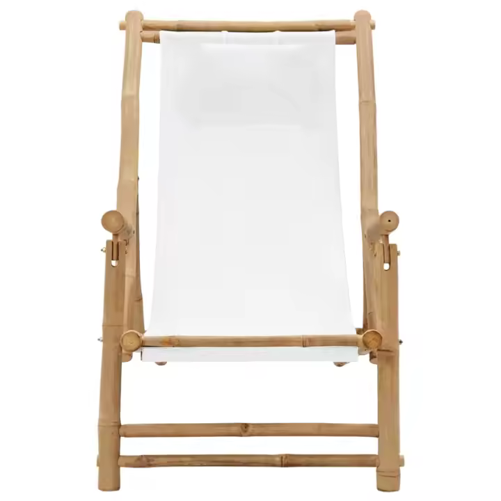 Silla de Playa de Bambú y Lona Blanco crema - 1