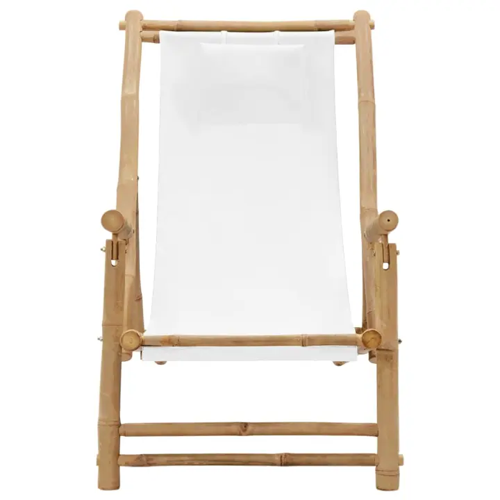 Silla de Playa de Bambú y Lona Blanco crema - 1