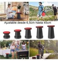 COSHANO Taburete Plegable portátil para Camping, Pesca, Senderismo, Barbacoa, Altura Ajustable Redondo 180kg (Rojo) - details 1