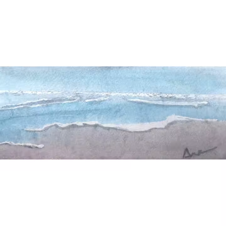 Cuadro decorativo abstracto horizontal "PLENAMAR" grande 160x65 170x70 180x75 Acuarela Lienzo Alta calidad Marina playa olas azul gris Arte Contemporáneo Natural Dormitorio Salón Playaceleste Ref ANA DURAN A 071 - 1