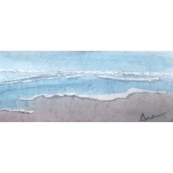 Cuadro "PLENAMAR" Acuarela impresa Lienzo Alta calidad Marina playa mar costa olas horizonte serenidad azul gris Arte Contemporáneo Natural Dormitorio Salón Casa Playa o campo Paz Calma Agua Brisa Frescura celeste Ref ANA DURAN A 071 - 1
