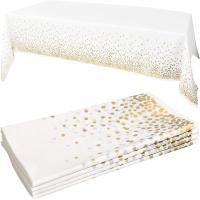 Mantel Plástico Desechable Rectangular Para Fiestas Y Bodas Con Puntos Dorados Impermeable Decorativo De Poliéster Para Interior Y Exterior - details 3