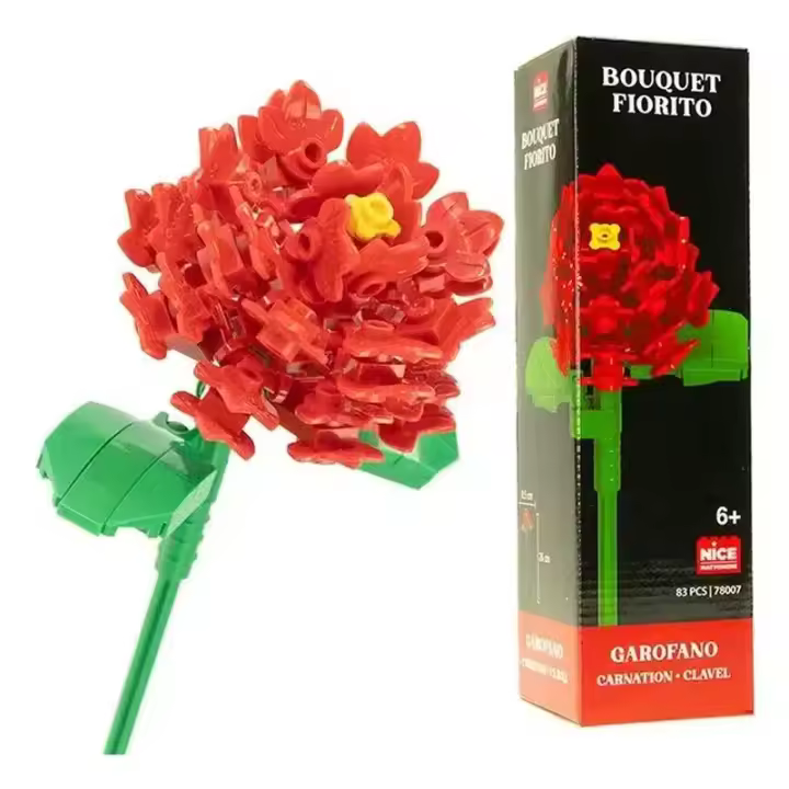 Flor clavel rojo bricks de construcción decoración 78007s78000 NICE - 1