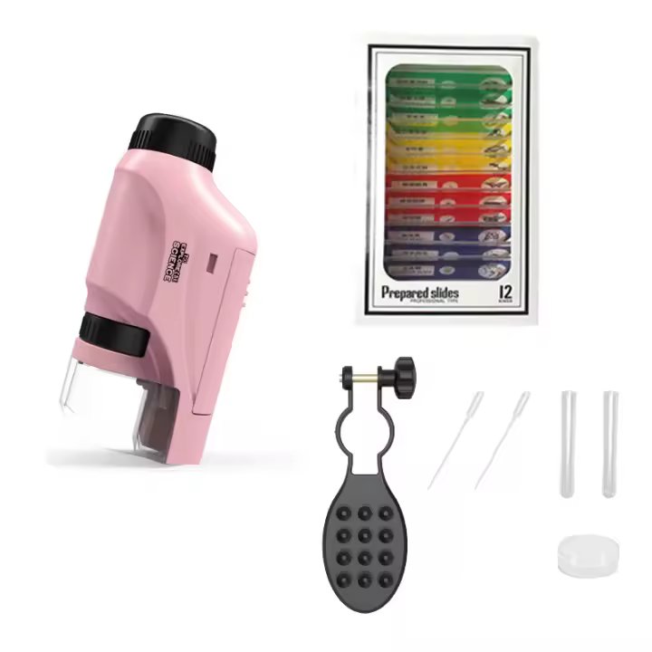 Microscopio de bolsillo para niños, mini portátil de mano microscope, para niños microscope with Luz LED 60X-120X - 1