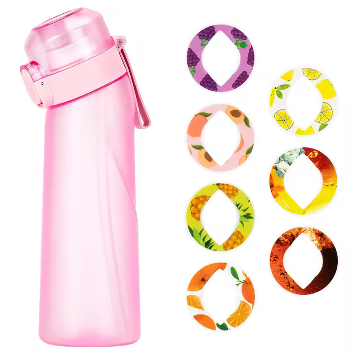 Botella de Agua con Sabor con 7 Vanas de Sabor Air Water Up Bottle Frosted Black 650ml Air Starter Up Set Water Cup para Camping Sport Kr - 1