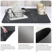 Alfombrilla De Secado De Platos Con Patrón De Girasol Y Grano De Madera Absorbente Para Cocina Y Baño Matriz Durable Para Vajilla Accesorio - details 9