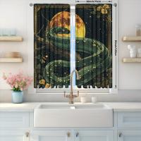 2pcs Cortina Con Estampado De Luna Y Serpiente Para Decoración Del Hogar Tratamiento De Ventana Para Dormitorio Oficina Cocina Sala De Estar Y Estudio 100% Poliéster - details 9