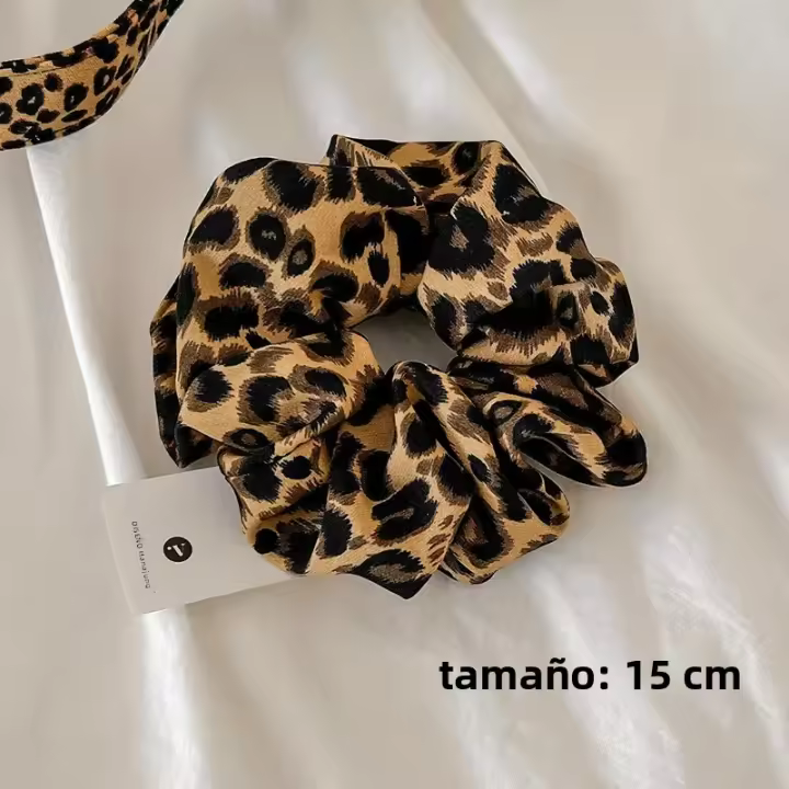 Scrunchies De Impresión De Leopardo Cinta Elástica Para El Cabello Accesorio Elegante Para Mujer Amarrar El Cabello Con Alta Elasticidad - 1