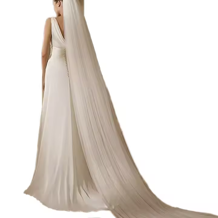 Velo De Novia Elegante Con Peine 3 Metros 1 Capa/2 Capas/3 Capas Blanco Ocre Sencillo Vestido De Novia Accesorios De Boda - 1
