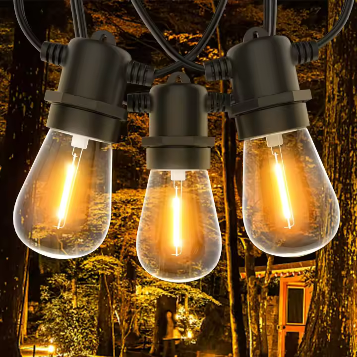 SOMY Cadena de Luces de 10 m, Cadena de Luces para Interiores S14, Luces de Cadena LED Impermeables para Exteriores, Patio, Boda, Festival, Camping, Luces Decorativas de Ambiente, Luces de Cadena para Exteriores - 1