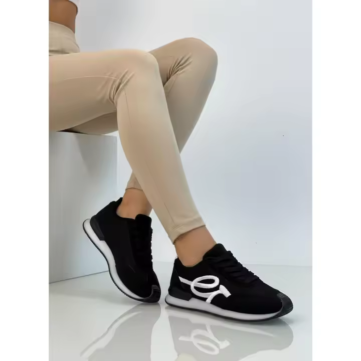 Calzados soraia, Zapatillas Deportivas de Mujer Estilo Retro de Malla Transpirable con Gráfico Abstracto, Sneakers Ligeras con Cordones para Caminar, Tenis Casuales Antideslizantes de Uso Diario Deportivo ANUDADO Casa - 1
