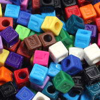 50Pcs Abalorios De Letras Acrílicas Colores Variados Cuadrados Espaciadores Sueltos Para Accesorios De Joyería DIY Pulseras Cadena De Teléfono - details 5