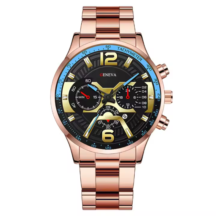 Reloj para hombre con numeración, calendario, estilo elegante y moderno, correa de acero inoxidable, movimiento de cuarzo, un reloj para el hombre contemporáneo - 1