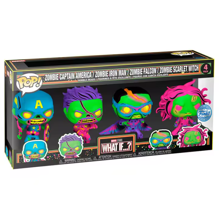 Blister 4 figuras POP Marvel What If...? ExclusiveFigura  Coleccionable - Idea de Regalo- Mercancia Oficial - Juguetes para Niños y Adultos - Movies Fans - Muñeco para Coleccionistas y Exposición - 1