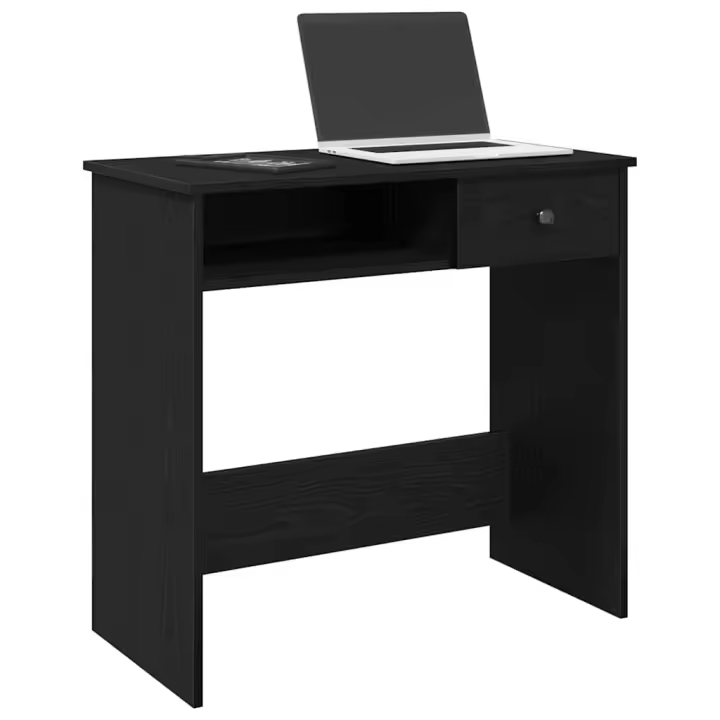 vidaXL Escritorio de madera contrachapada 80x40x75 cm en color Roble ahumado/Negro/Marrón roble y más | estructura resistente ideal para salón dormitorio o estudio - 1