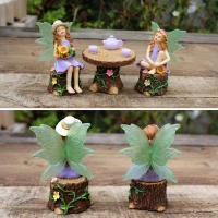 Juego De Decoración De Jardín Tema De Té De Verano Paisaje Simulación De Fae De Flores Escultura De Resina Para Jardín Al Aire Libre - details 6