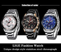 Reloj De Hombre LIGE Con Dial Azul Y Correa De Acero Inoxidable Resistente Al Agua Y Al Choque Con Fecha Y Manos Luminosas Reloj De Moda Y Casual Para Negocios - details 6