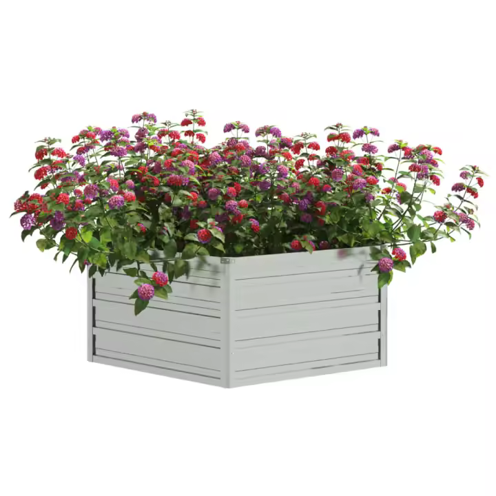 vidaXL Arriate de acero galvanizado plateado 129x45 cm - 1