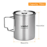 Lixada Taza De Acero Inoxidable 750ml Con Tapa Y Mango Plegable Portátil Para Camping Cocina Senderismo Picnic Uso Al Aire Libre - details 3