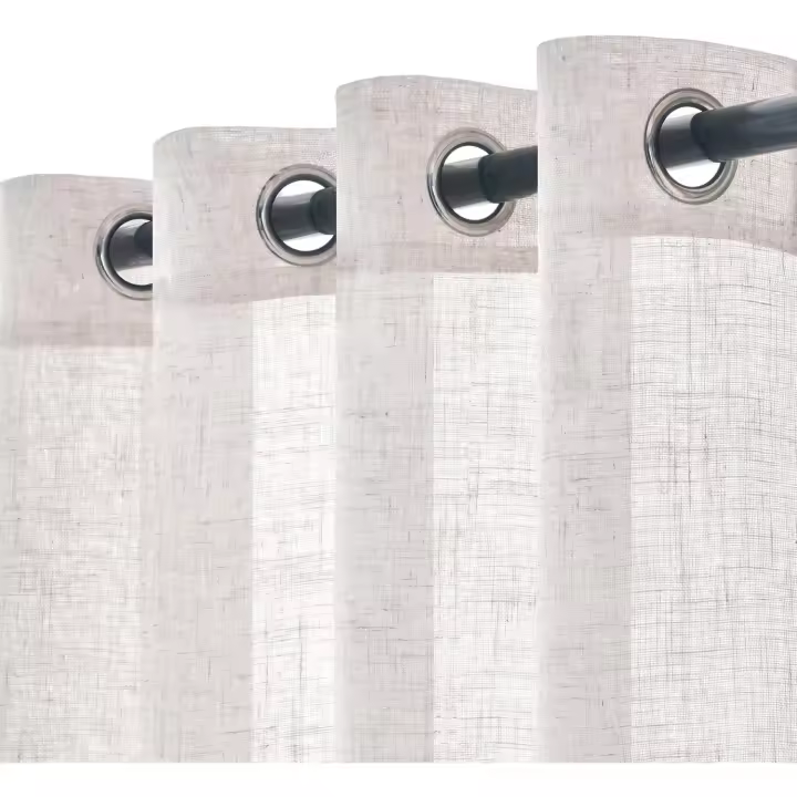 Cortinas de Lino Visillo Translúcido Cortinas con Ojales Modernas Decorativas para Salón Ventana Habitación Dormitorio 2 Piezas 140x260 cm Beige - 1