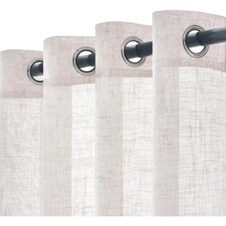 Cortinas de Lino Visillo Translúcido Cortinas con Ojales Modernas Decorativas para Salón Ventana Habitación Dormitorio 2 Piezas 140x260 cm Beige - 1