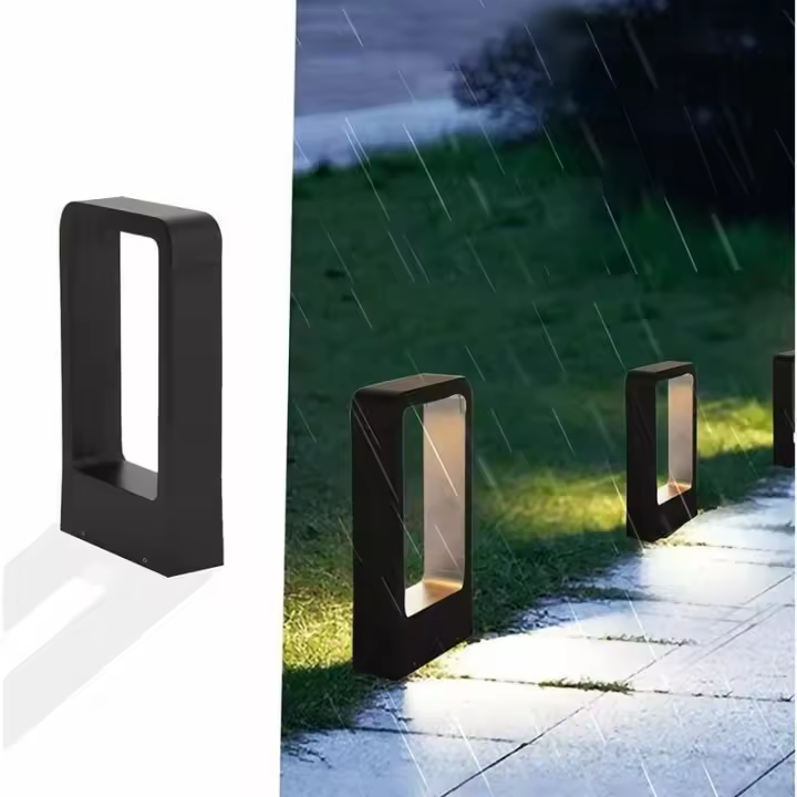 Baliza con toma de corriente LED 7W 3000k IP65 Terraza Iluminación exterior Lámpara de jardín Negro Diseño blanco cálido Iluminación decorativa impermeable IP65 - 1