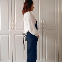 Delantal De Denim Para Cocina Resistente Al Aceite Con Bolsillos Para Herramientas Para Hombres Y Mujeres Adultos Estilo De Café - details 3