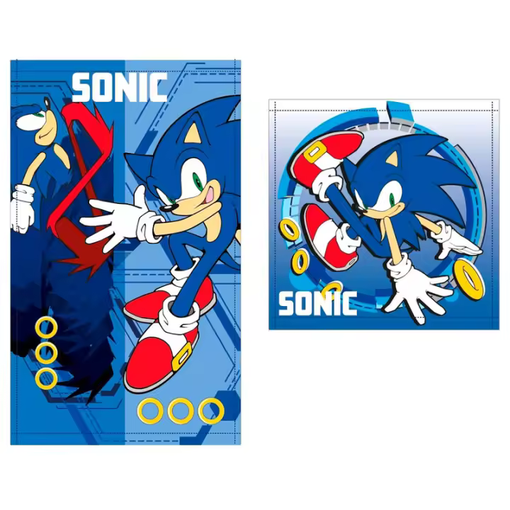 Conjunto Sonic The Hedgehog 2 toalhas de banho em algodão - 1
