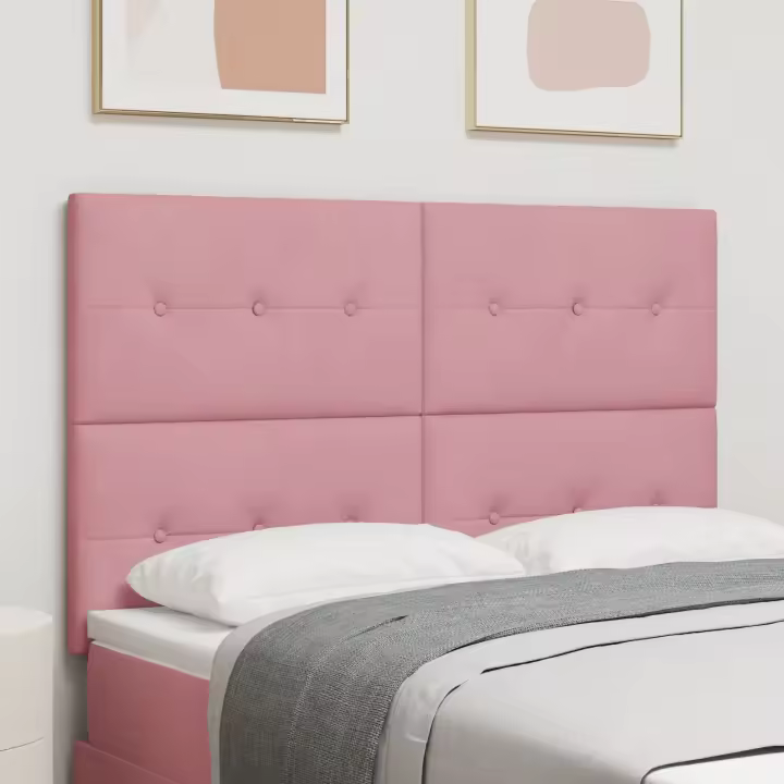 Cabecero vidaXL con botones acolchados en rosa de 140 cm de terciopelo - 1