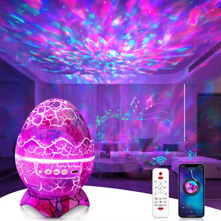 Proyector De Estrellas Y Huevo De Dinosaurio Con Rotación 360° Luz Nocturna De LED Control Remoto Ruido Blanco Timer BT - 1