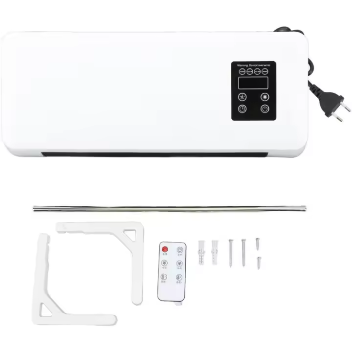 Chauffage mural Électrique 1500W ABS, appareil de Chauffage et refroidisement Rapids monté Sur MUR avec télécommande et Support de séchage pour serviettes pour Chambre Salle de Bain - 1