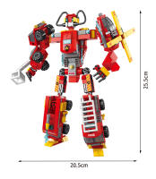 HUIQIBAO 472pcs 6en1 Camión De Bomberos De Ciudad Modelo Bloques De Construcción Figuras De Robot De Bombero Juguete De Construcción Para Niños Regalo - details 6