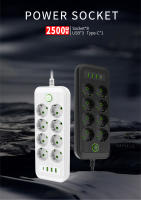 Enchufe Multifuncional Con USB Y Protección Contra Sobretensiones 2M Cable De Extensión Enchufe AC De EU Tipo De Conector Protección Contra Sobrecorriente Para Hogar Y Oficina - details 3
