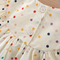 Vestido De Verano Para Niñas Con Bordado De Flores Y Puntos Coloridos Vestido De Princesa Con Cuello En V Talla A-Line Longitud De Rodilla Algodón Y Poliéster 0-3 Años - details 5
