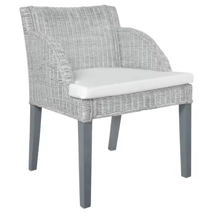 vidaXL Silla de comedor con cojín ratán natural gris en 1 uds o 2 uds | cómodas modernas ergonómicas para comedor cocina salón hogar - 1