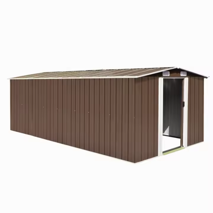 vidaXL Caseta de jardín metal marrón 257x489x181 cm - 1