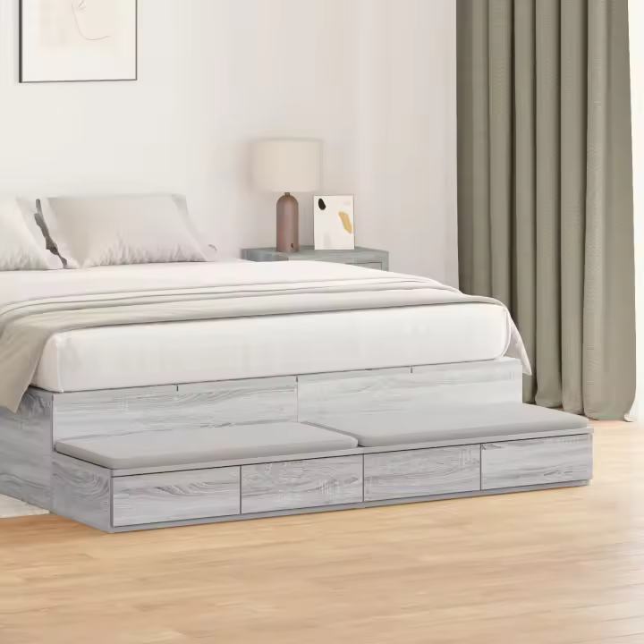 Mesa de Noche vidaXL Gris sonoma Madera de calidad 160 x 36.5 x 16.5 cm - 1