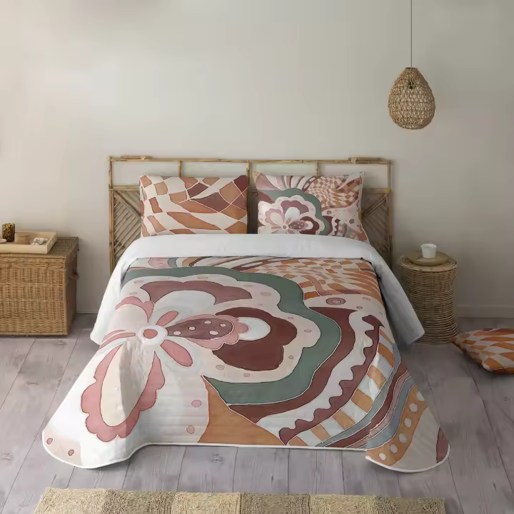 NATURALS - Colcha Bouti Estampada - Tejido Microfibra 100% Poliéster Extra Suave - Relleno 100% Poliéster - Fabricado en España - Modelos Geométricos - Cama 90/135/150/180 cm - 1