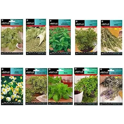 Semillas aromáticas lote 10 sobres Semillas BATLLE (Lavanda, Melisa, Orégano, Manzanilla, Poleo Menta, Romero, Ruda, Hierbabuena, Anis, Cilandro) - 1