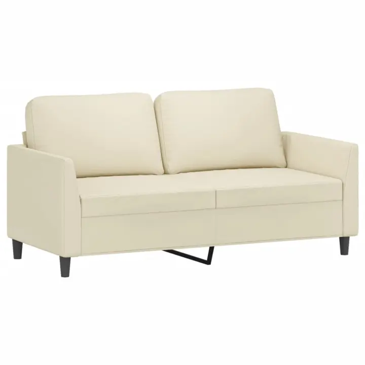vidaXL Sofá de 2 plazas de cuero sintético color crema 140 cm - 1