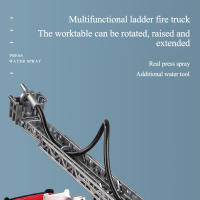 Camión De Incendio Con Sprinkler RC 1/50 Juguete De Aleación De Latón Para Niños Con Luz Música Simulación De Rociado Y Escalera Regalo De Navidad - details 6