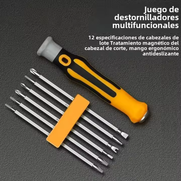 Juego De Destornilladores Magnéticos 12 En 1 Con Cabezas Cruzadas Planas Y Rectangulares Herramienta De Mantenimiento Multifuncional De Precisión - 1